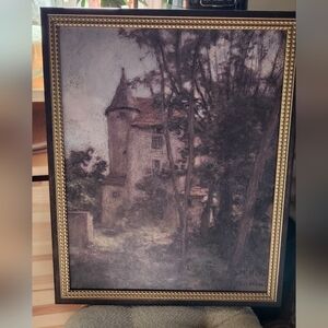 Vintage Castle Art Print in Ornate Gold Frame